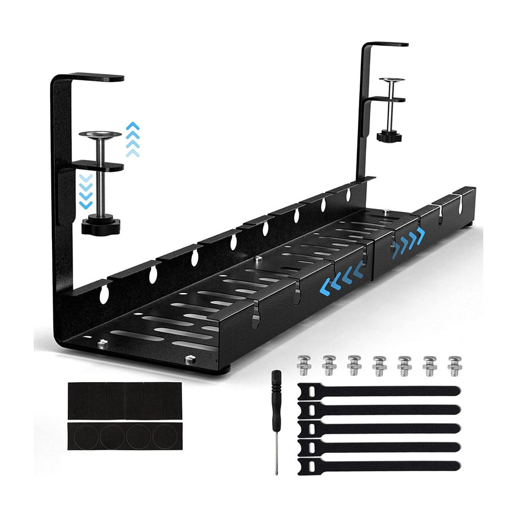 GOMINIMO Retractable Cable Management Tray- No Drilling Type (Black)