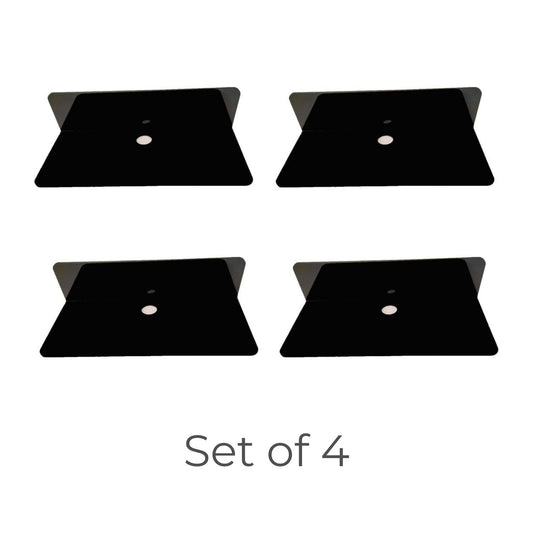 GOMINIMO Acrylic Floating Wall Shelf Set of 4 with Cable Clips (Black)