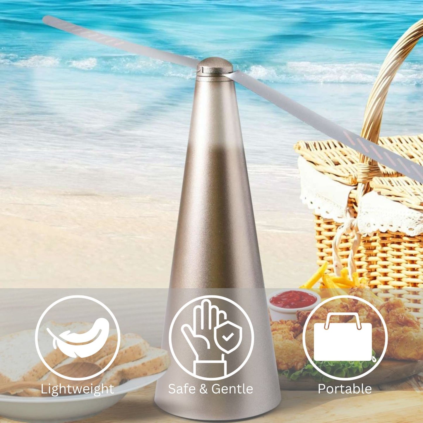 NOVEDEN Bug Repellent Fly Fan (Rose Gold)