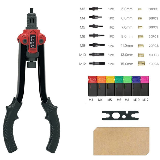 RYNOMATE 157PCS Heavy Duty Nut Rivet Gun Riveting Kit Thread M3-12