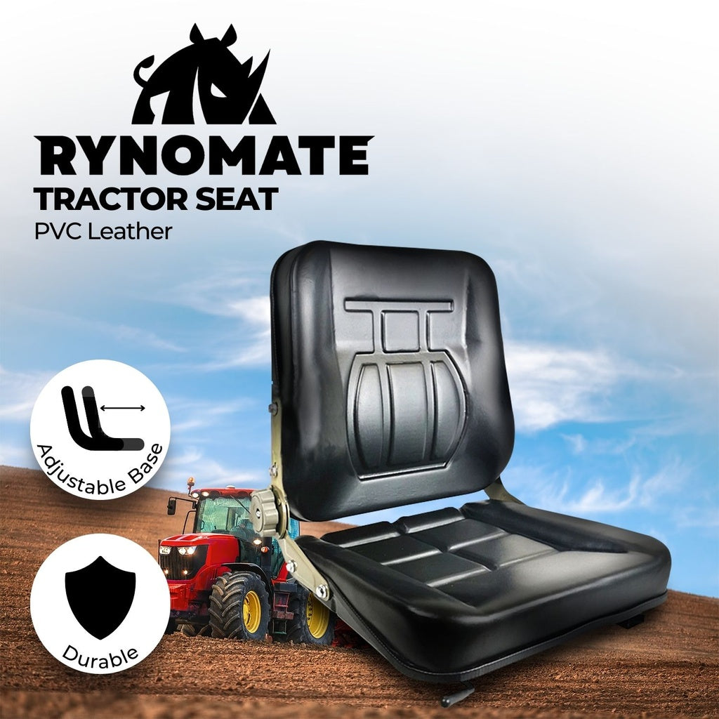 RYNOMATE Universal Tractor Seat With Easy Back and Seat Adjustment (Black)