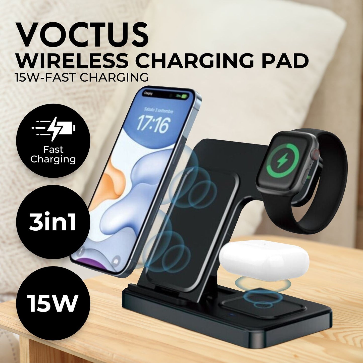 VOCTUS 3 in 1 Wireless Charger