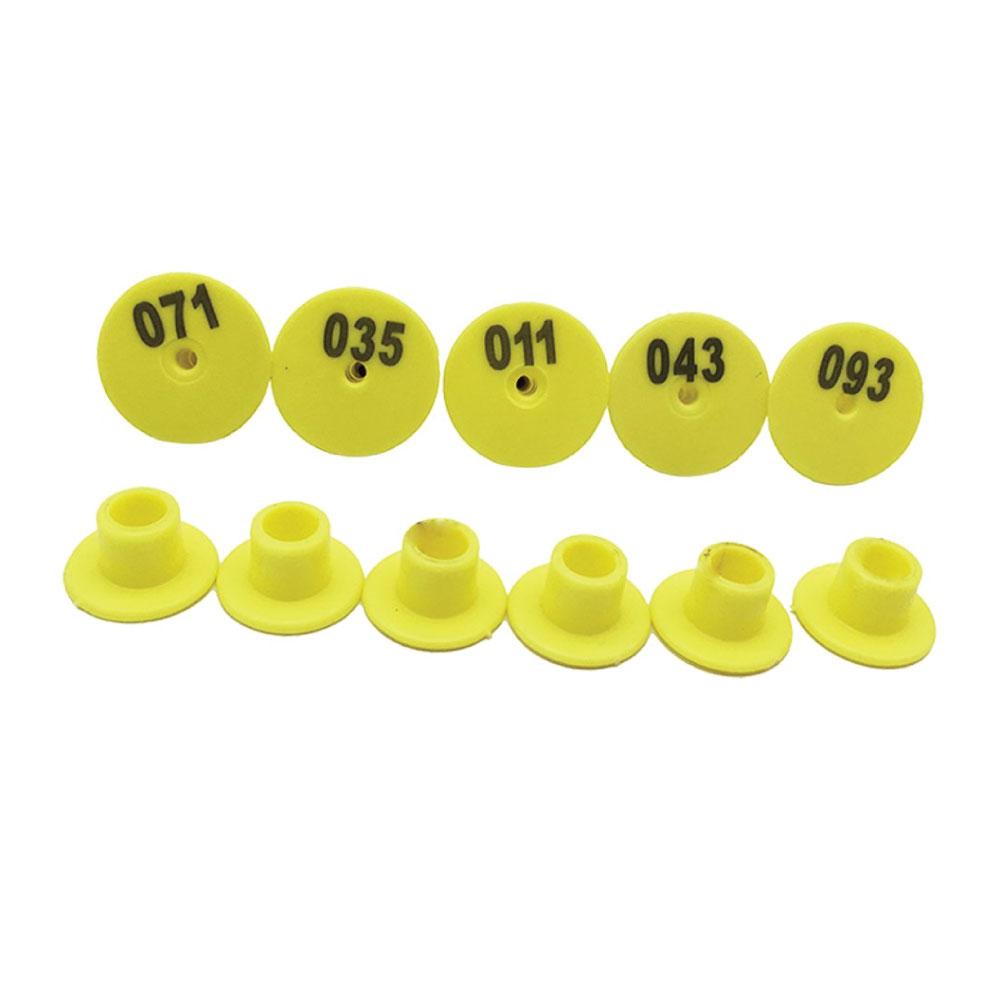 1-100 Cattle Number Ear Tags Set - Round Yellow Pig Sheep Goat Livestock Label