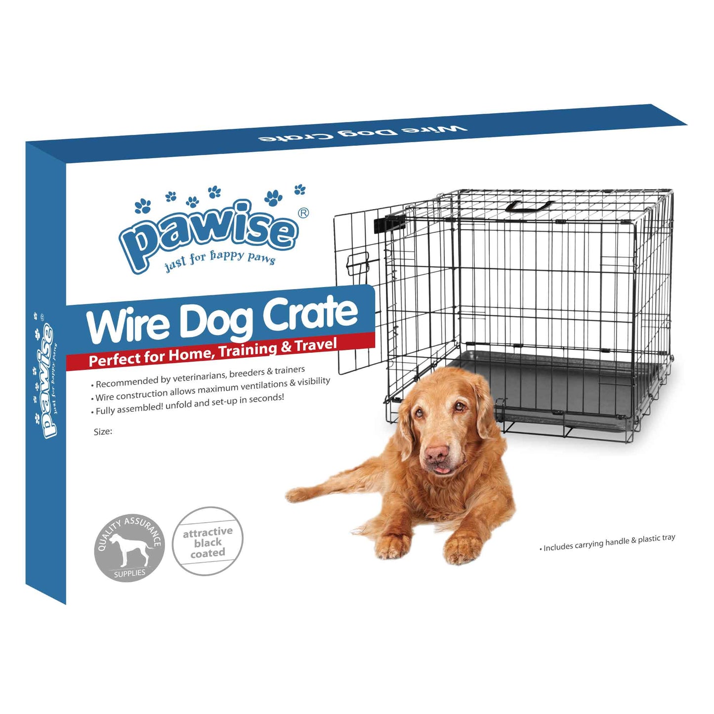 Dog Wire Crate Large - Portable Collapsible Travel Kennel - Pet Puppy Cage