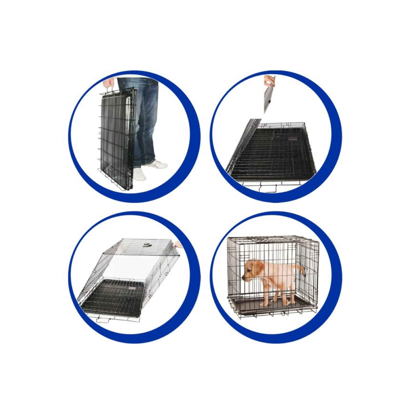 Dog Wire Crate X-Large - Portable Collapsible Travel Kennel - Pet Puppy Cage