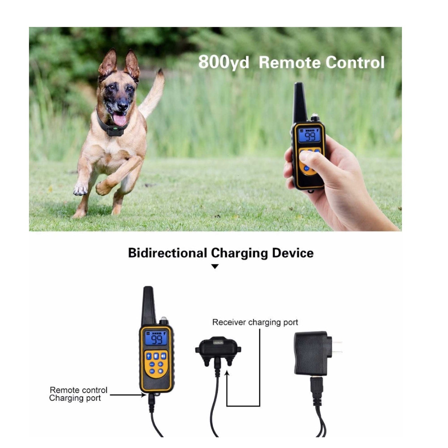 Dog Bark Collars - 3x 800m Range Recievers Vibration Sound Light Training Device