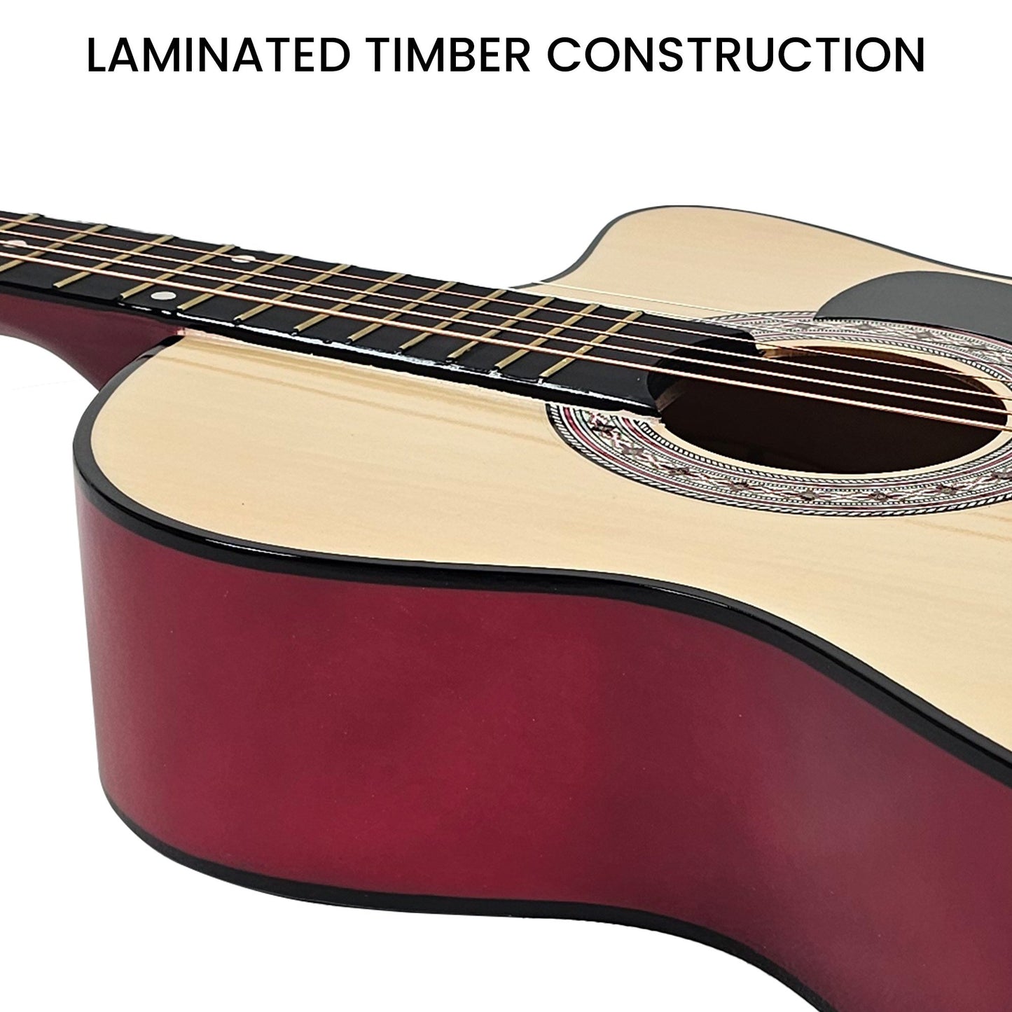 Karrera 38in Pro Cutaway Acoustic Guitar with guitar bag - Natural