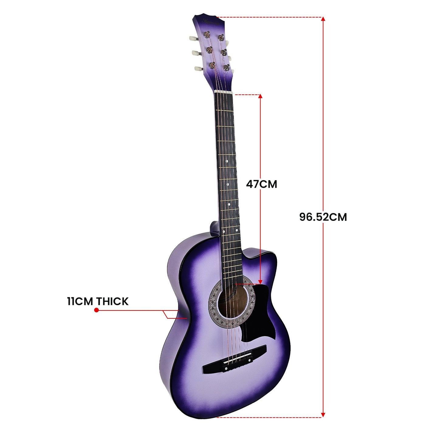 Karrera 38in Pro Cutaway Acoustic Guitar with guitar bag - Purple Burst