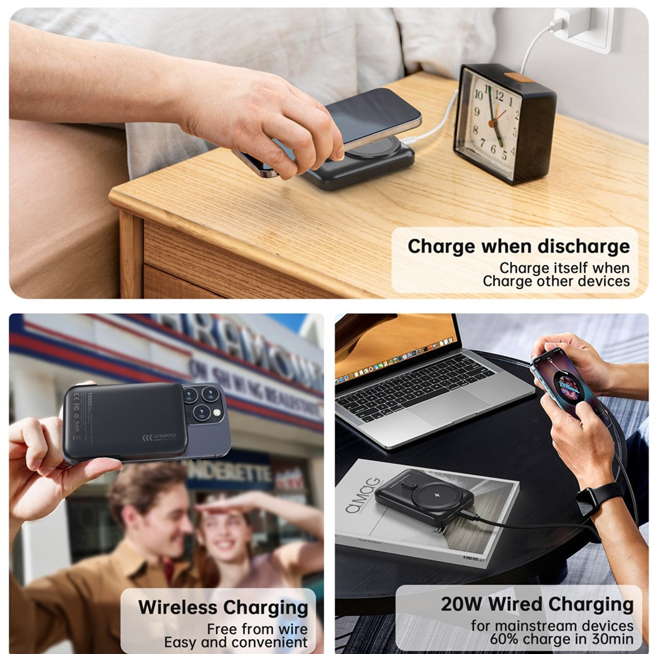 CHOETECH B743-BK 10000mAh PD20W Magnetic Power Bank with Holder Black