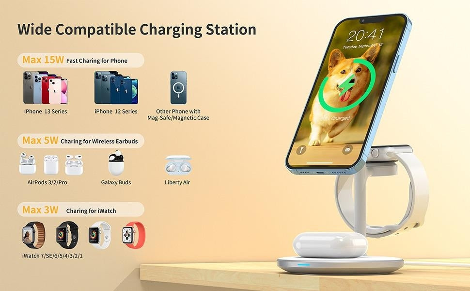 CHOETECH T585-F 3-in-1 Wireless Charging Station Dock