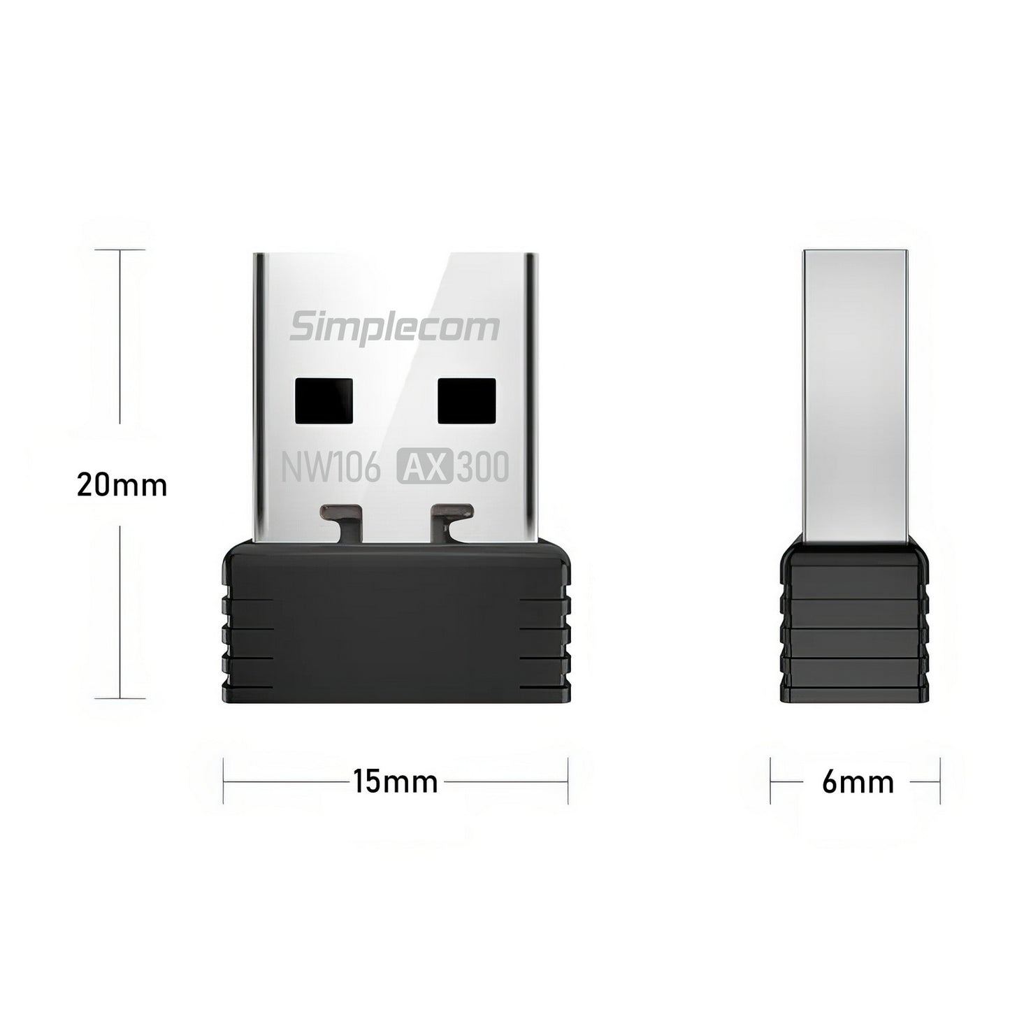 Simplecom NW106 AX300 2.4GHz Wi-Fi 6 USB Wireless Nano Adapter