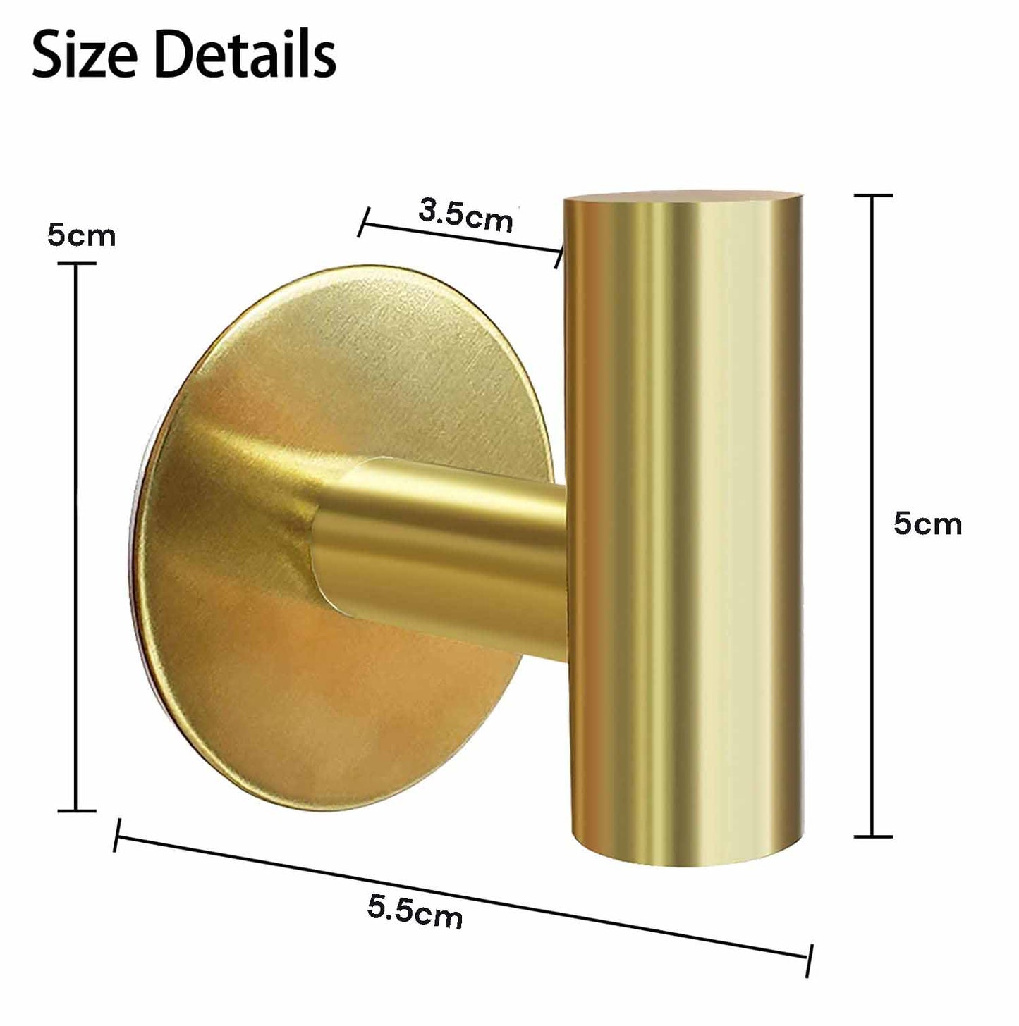 2 Pcs Wall Mount Self Adhesive Bathroom Towel Hooks Holder Cloth Hanger Hook Door Hanger Gold