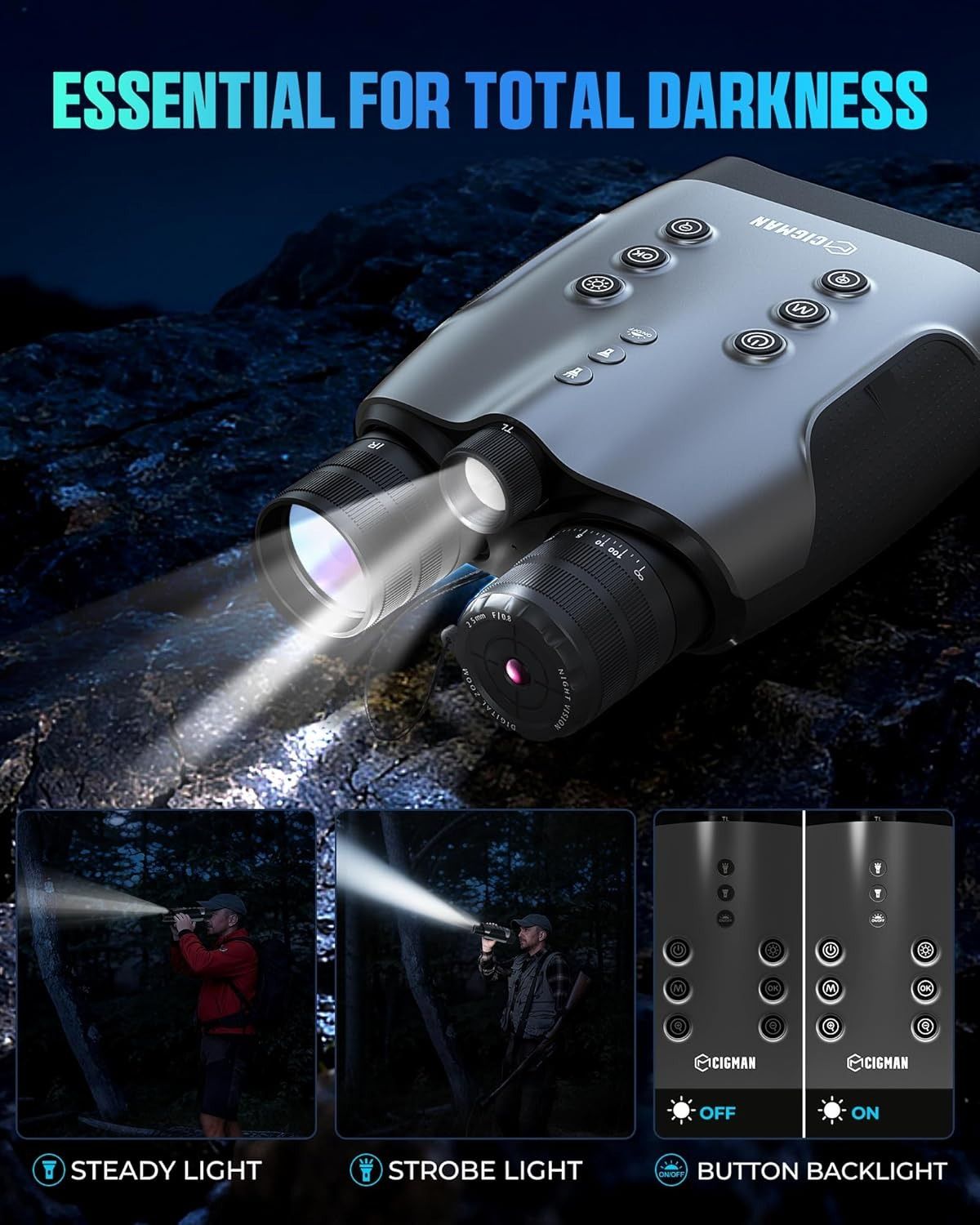 CIGMAN True 4K Night Vision Binoculars,Infrared Goggles with Full-Color Low-Light Imaging, 7-Layer Coated Lens,18H Battery for Wildlife, Security, Outdoor Adventure