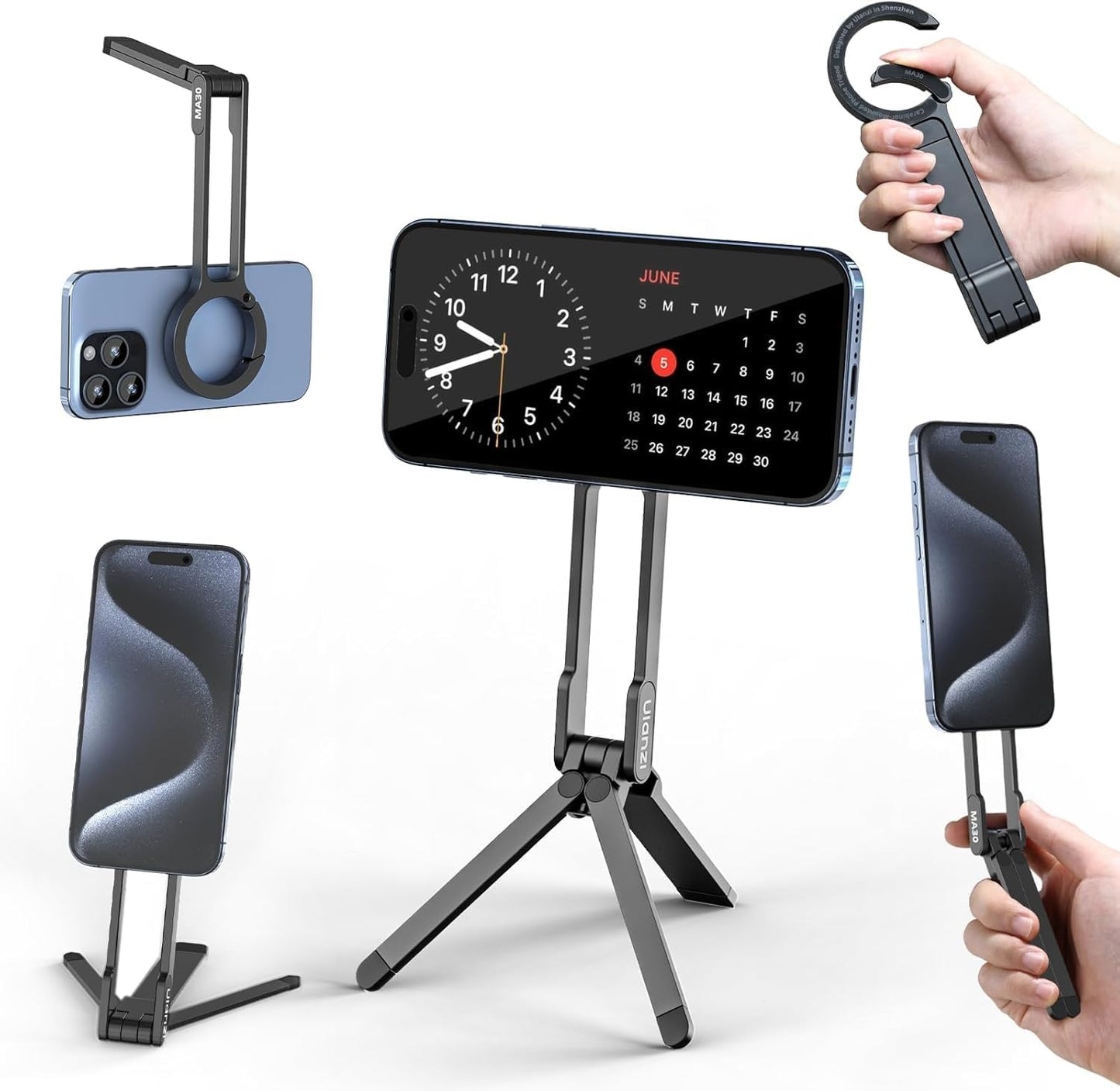 ULANZI MA30 Magnetic Phone Tripod Stand for iPhone - Aluminium Maglock Smartphone Mini Tripod Pocket Cell Phone Stand Dual-Sided Magnet Quick Mount Compatible with iPhone 16 15 14 13 12 Magsafe
(Grey)