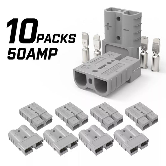 10x Anderson Style 50 AMP Plug Connectors for 6AWG 12-24V DC Power Tools