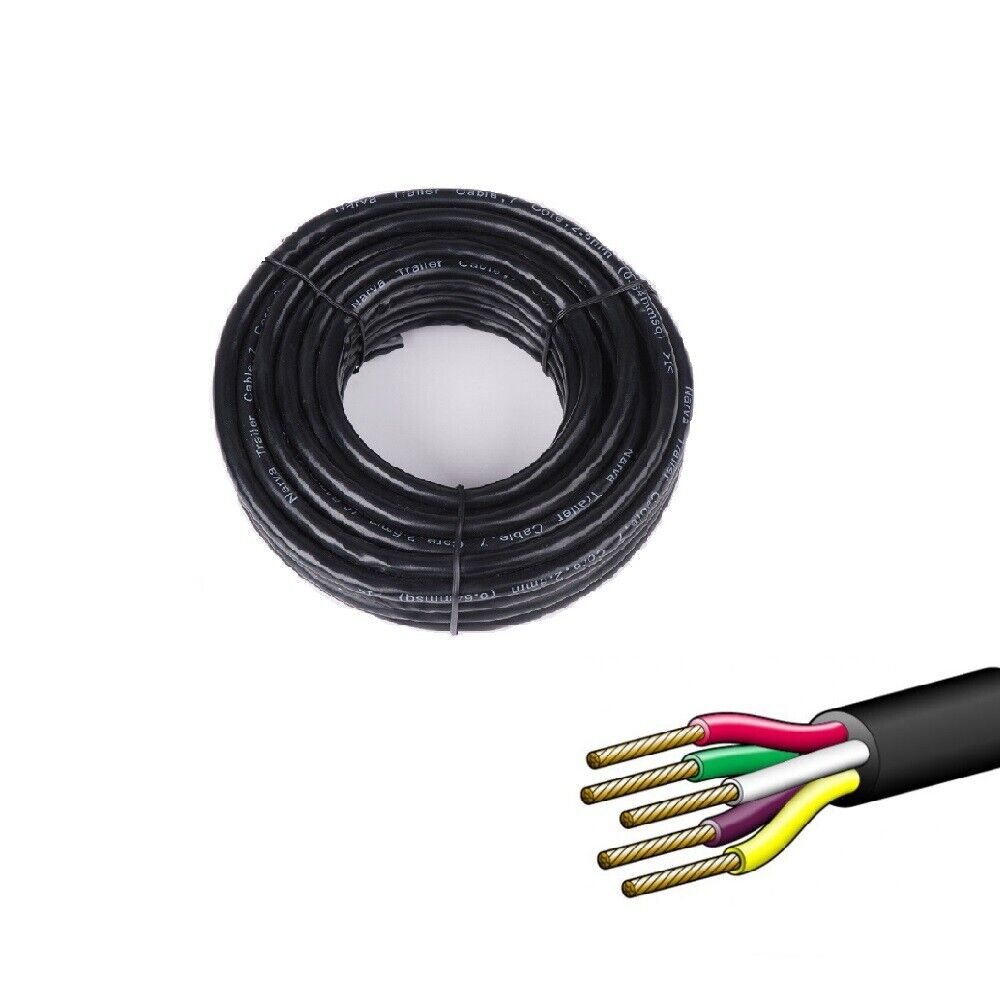 30M x 5 Core Wire Cable Trailer Cable Automotive Boat Caravan Truck Coil V90 PVC