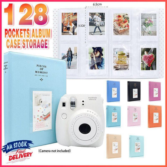 128 Pockets Album Case Storage For Polaroid Photo FujiFilm Camera Film - Lake Blue