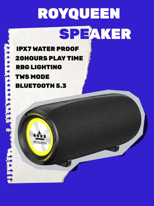 ROYQUEEN Bluetooth Speaker,30W Loud Stereo Sound Portable Speaker, Deep Bass, IP67 Waterproof and Dustproof, Wireless Dual Pairing, Built-in Mic, for Outdoor, Indoor