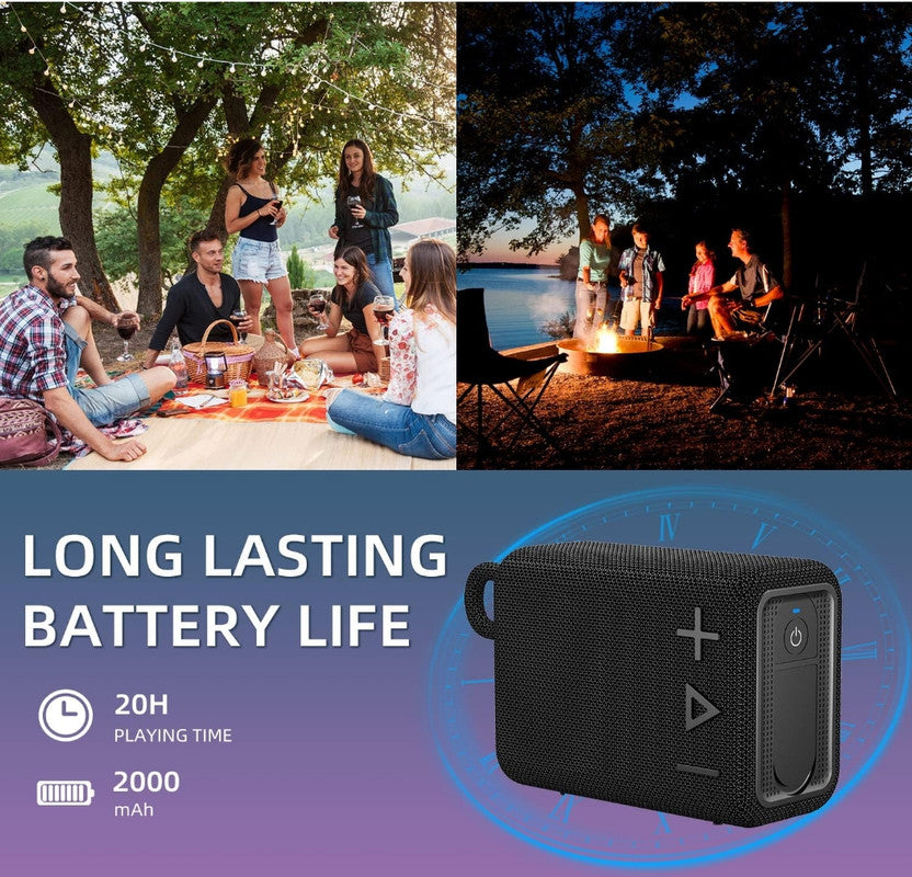 ROYQUEEN Bluetooth Speaker, Waterproof Bluetooth Speaker, Portable Bluetooth Speaker,Shower Speaker,Rich Bass HD Stereo Sound for Home, Beach, Shower, Outdoor Travel 20H Playtime (Black)