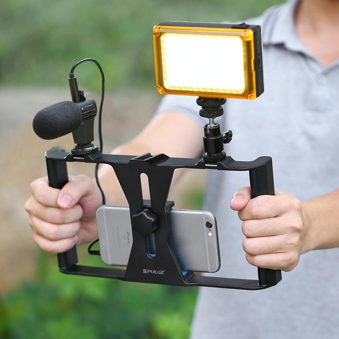 Smartphone Video Rig & Microphone Kit For Live Broadcast - Compatible With Iphone Galaxy Huawei Xiaomi Htc Lg Google And More