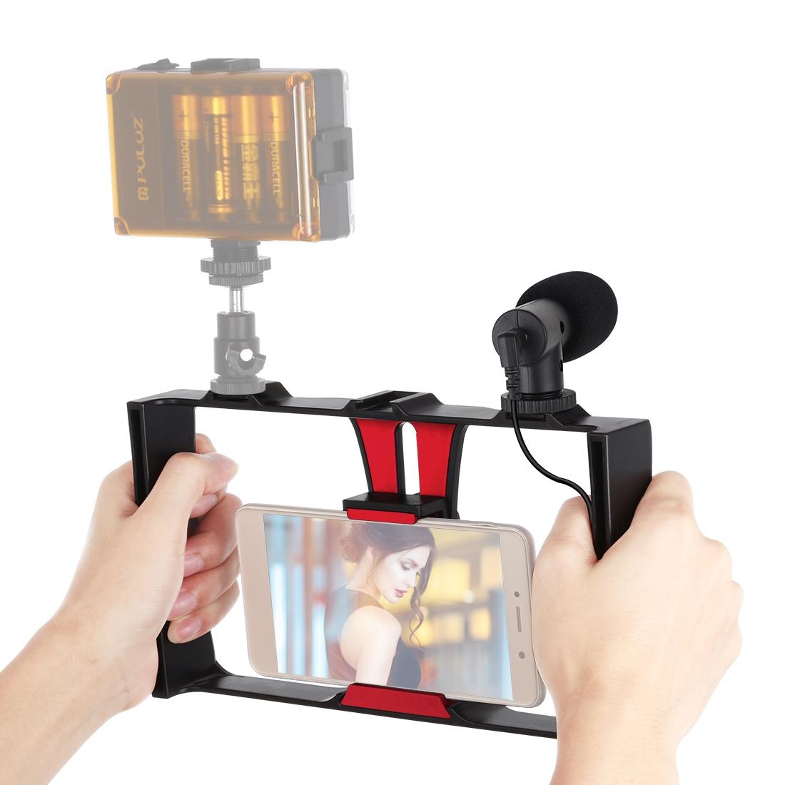 Smartphone Video Rig & Microphone Kit For Live Broadcast - Compatible With Iphone Galaxy Huawei Xiaomi Htc Lg Google And More