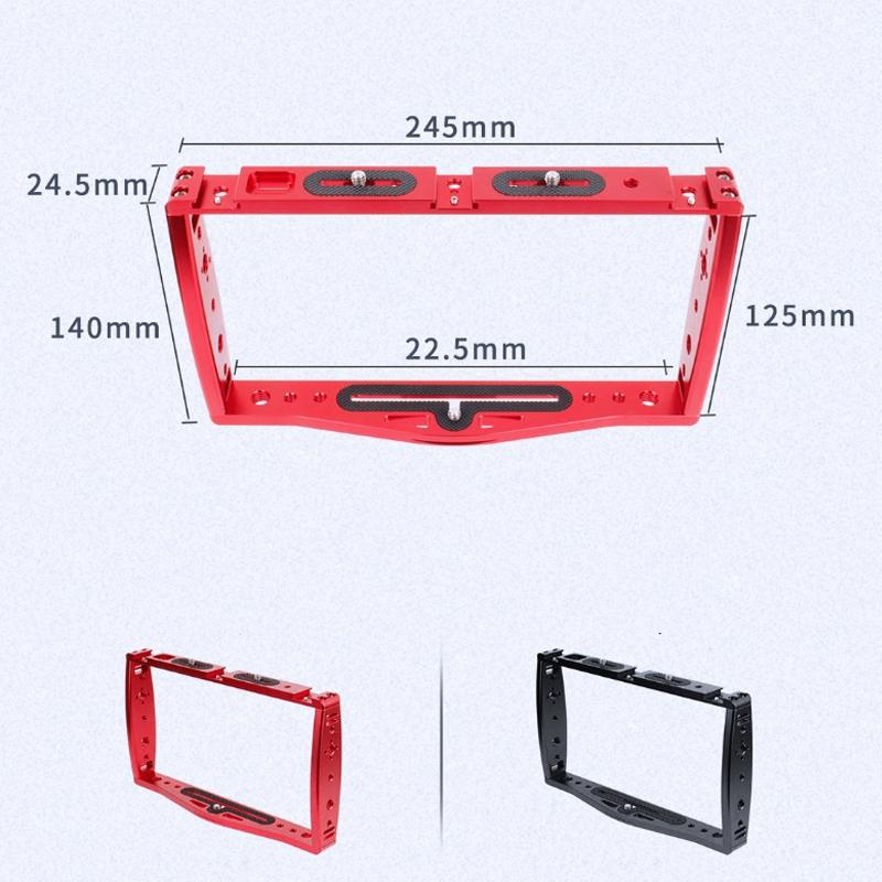 Diving Dual Handheld Grip Bracket Stabilizer Extension Phone Clamp Camera Rig Cage Underwater Case For Gopro Hero9 /8 /7 - Red