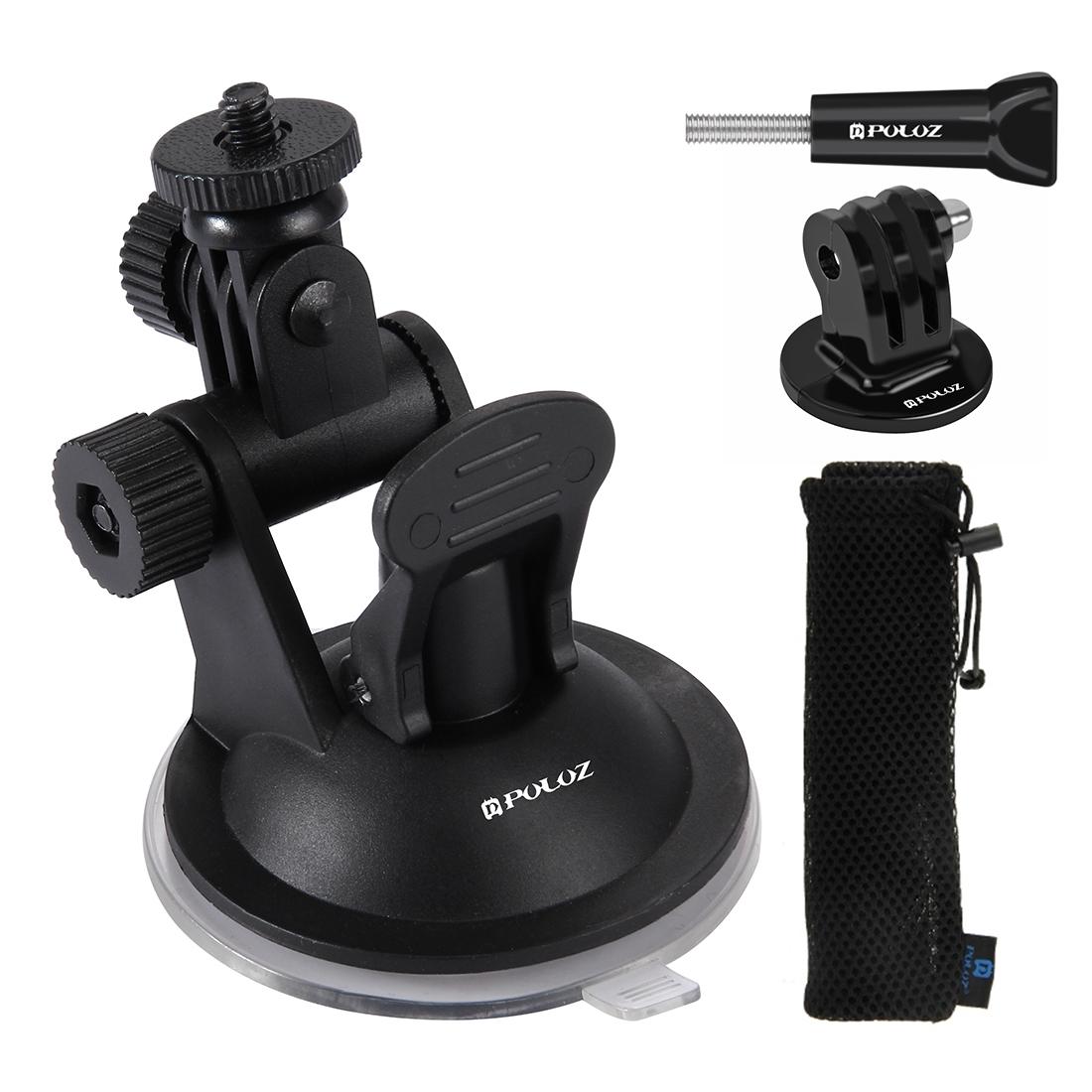 Universal Suction Cup Mount For Action Cameras With Tripod Adapter And Storage Bag