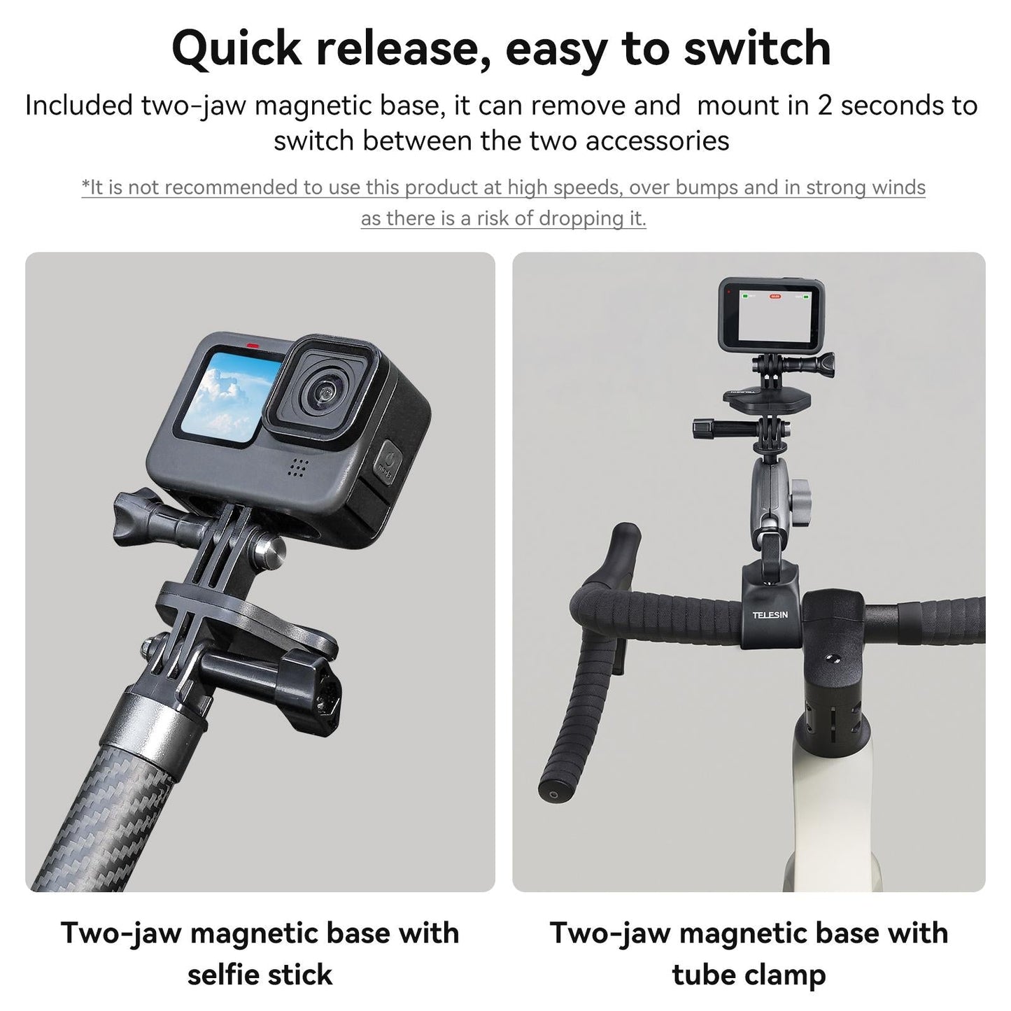 Quick Release Magnetic Action Camera Mount - Extended