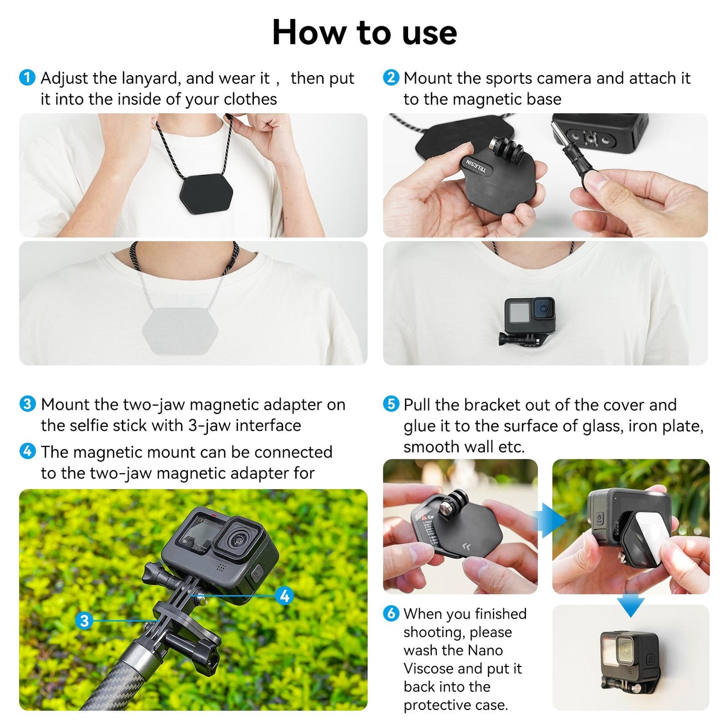 Quick Release Magnetic Action Camera Mount - Extended