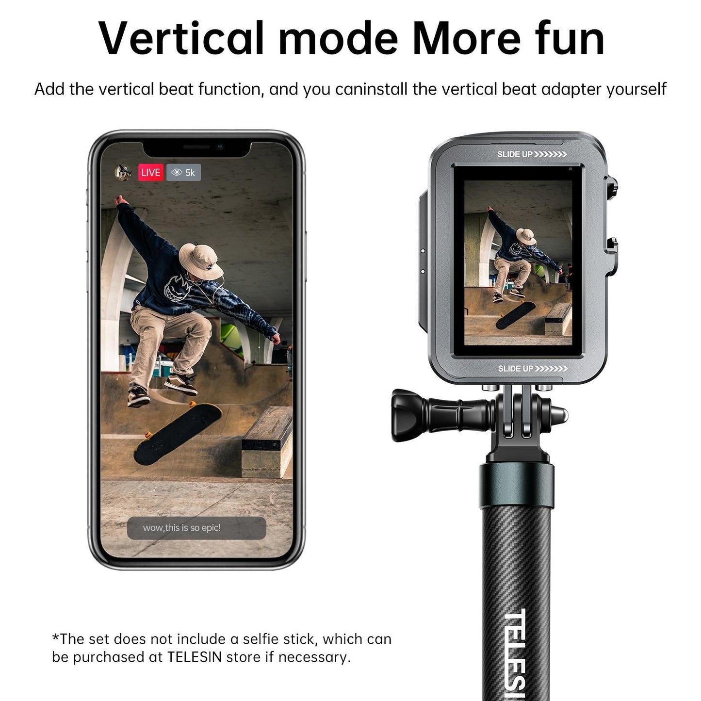 Vertical Shooting Set For Gopro Hero11 / 10 / 9 With Aluminium Alloy Frame