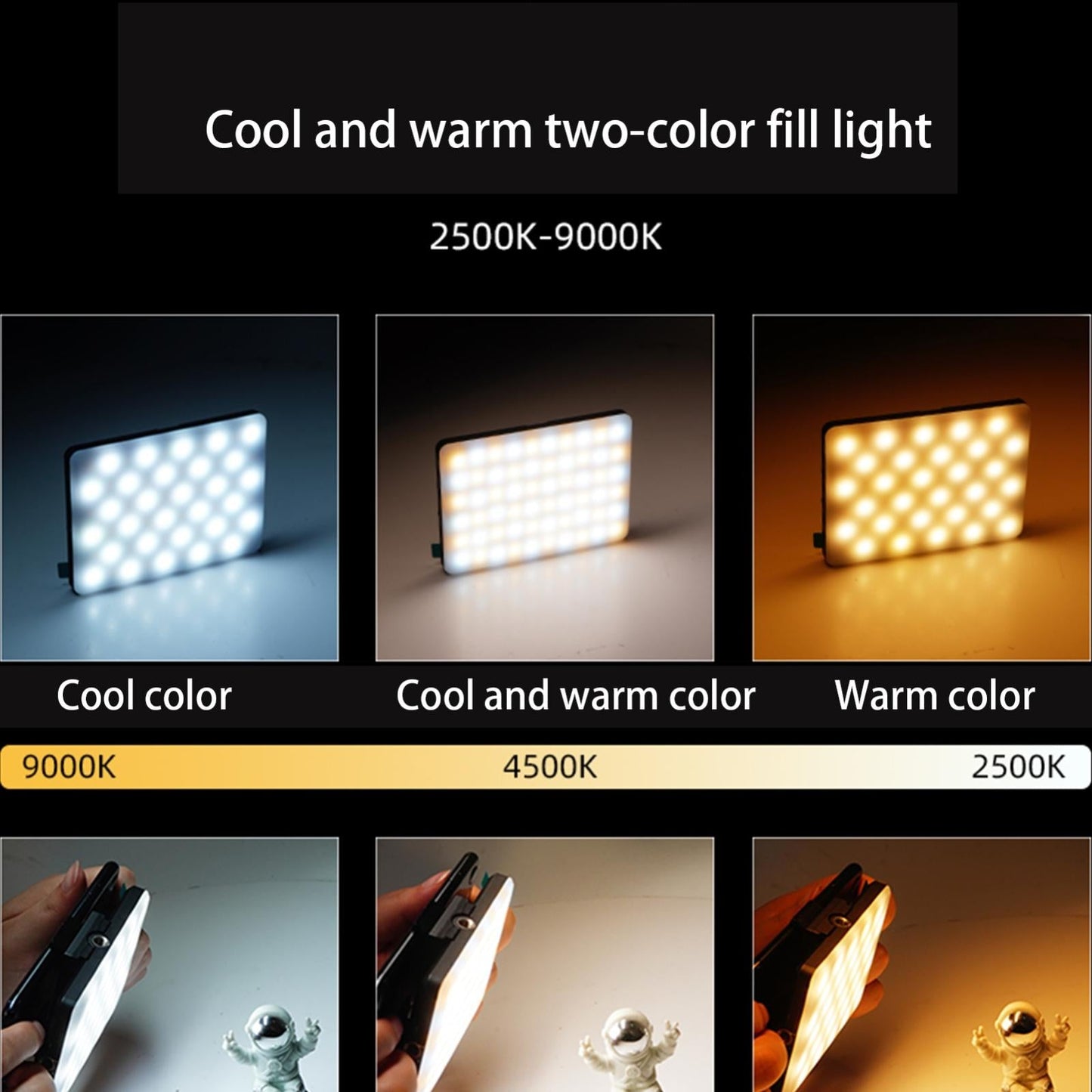 5W Mobile Phone Fill Light For Live Broadcast With Screen - V11 Cool & Warm