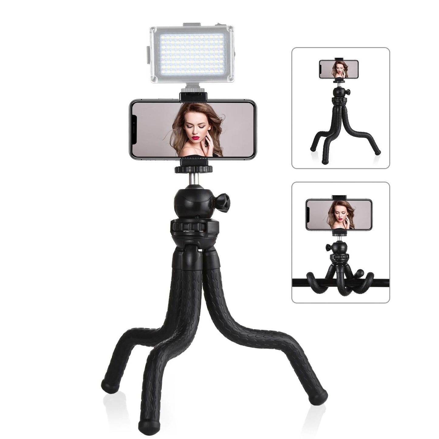 Flexible Mini Octopus Tripod With Ball Head And Phone Clamp For Slr Cameras Gopro And Cellphones