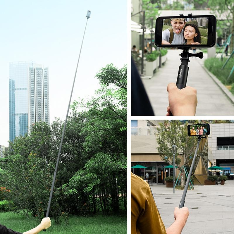 70Cm Straight Pull Selfie Stick For Sports Cameras With 3 Jaw Screw