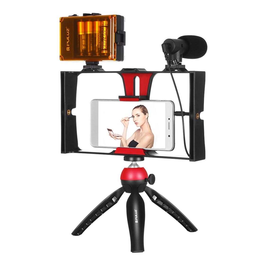 Live Broadcast Vlogging Kit With Led Light Microphone Tripod & Cold Shoe Head