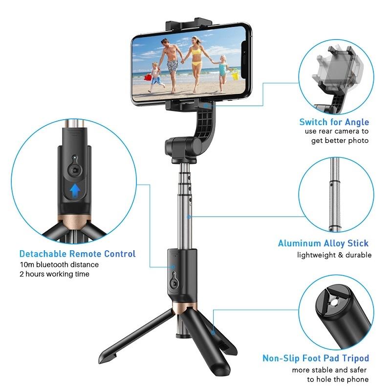 Multifunctional Mobile Phone Gimbal Stabilizer With Live Video And Selfie Stick