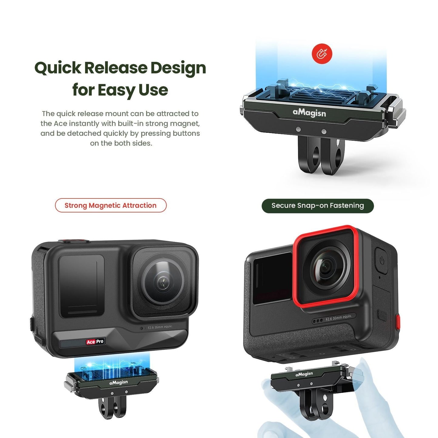 Amagisn Magnetic Quick Release For Insta360 Ace Pro Sports Camera