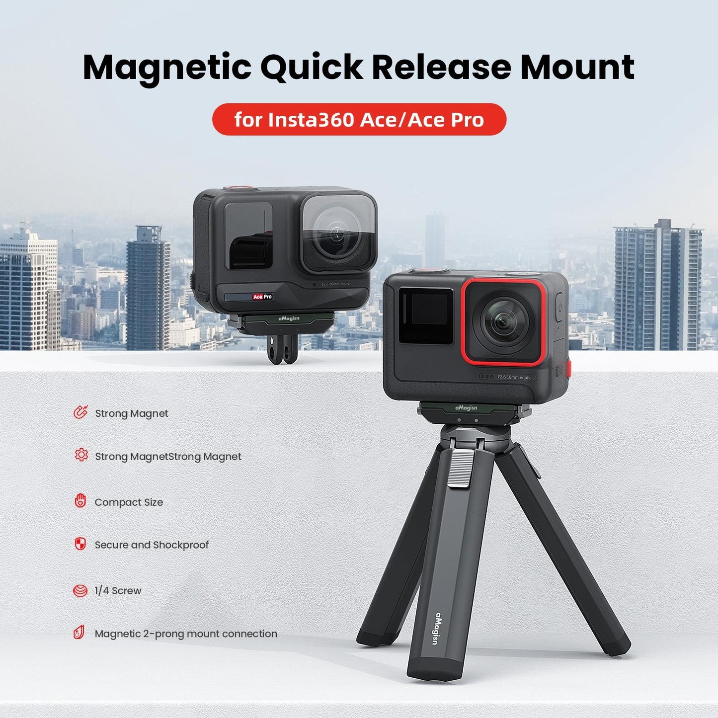 Amagisn Magnetic Quick Release For Insta360 Ace Pro Sports Camera