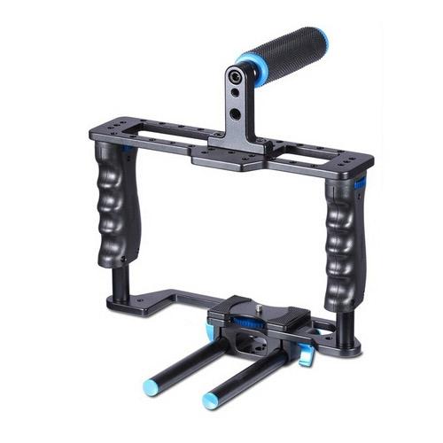 Camera Stabilizer With Protective Cage Handle And Top Set