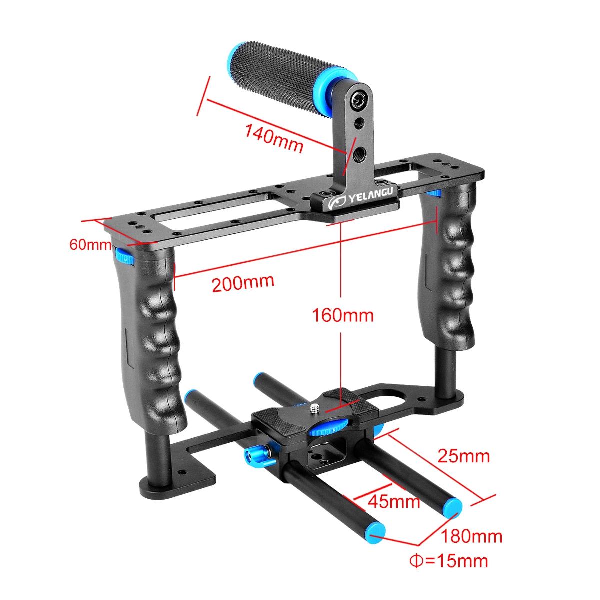 Camera Stabilizer With Protective Cage Handle And Top Set