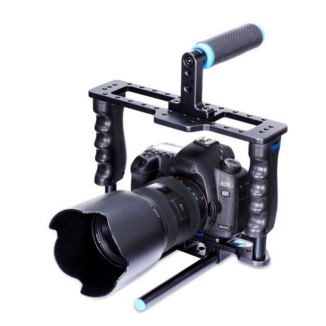 Camera Stabilizer With Protective Cage Handle And Top Set