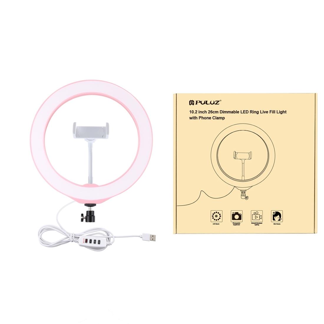 26Cm Dimmable Led Ring Light With Tripod And Phone Clamp