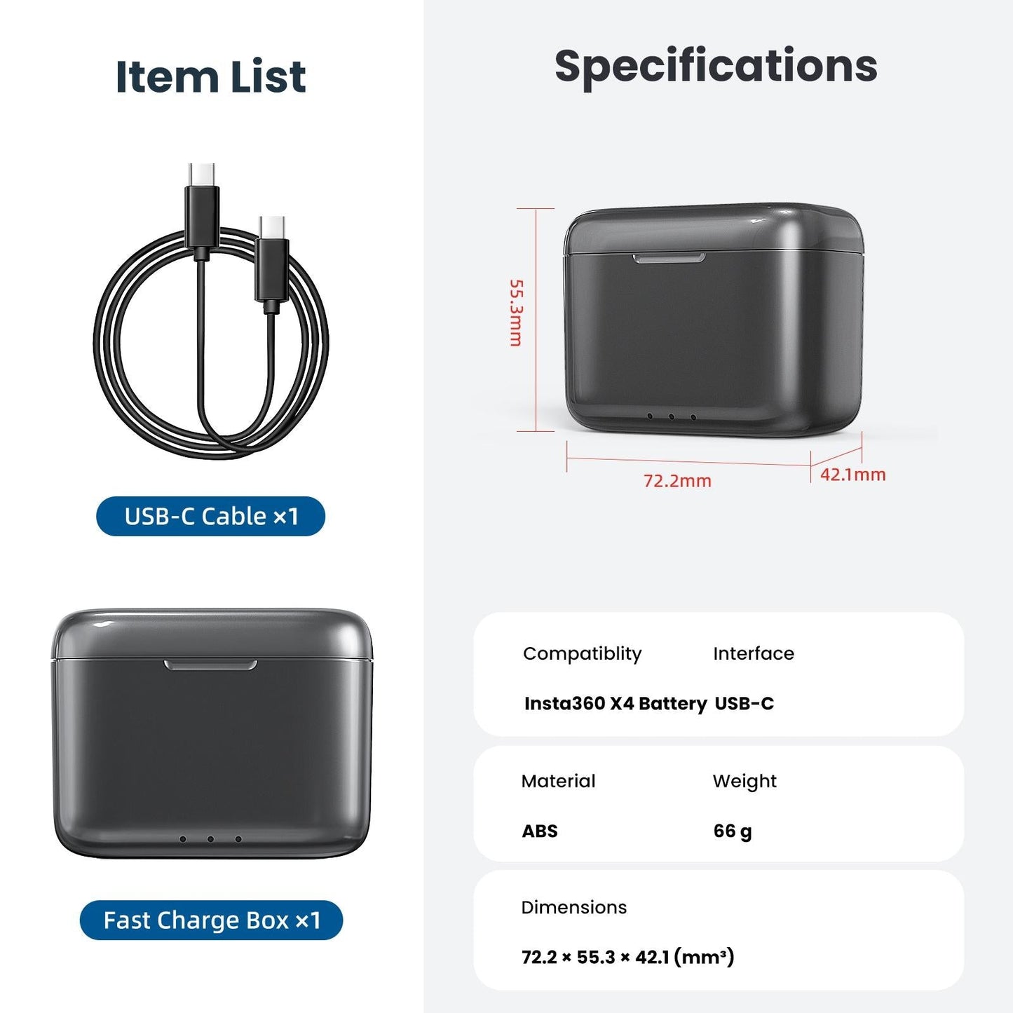 Fast Charge Battery Box For Sports Camera Accessories