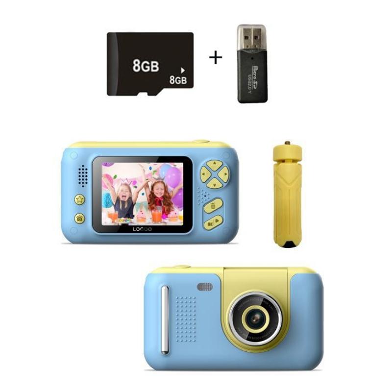 Kids Hd Reversible Camera - 2.4 Inch 8G Memory Card Card Reader - Yellow / Blue