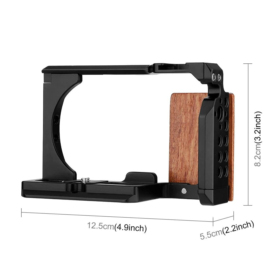 Sony Zv-E10 Camera Cage With Wood Handle And Metal Stabilizer Rig