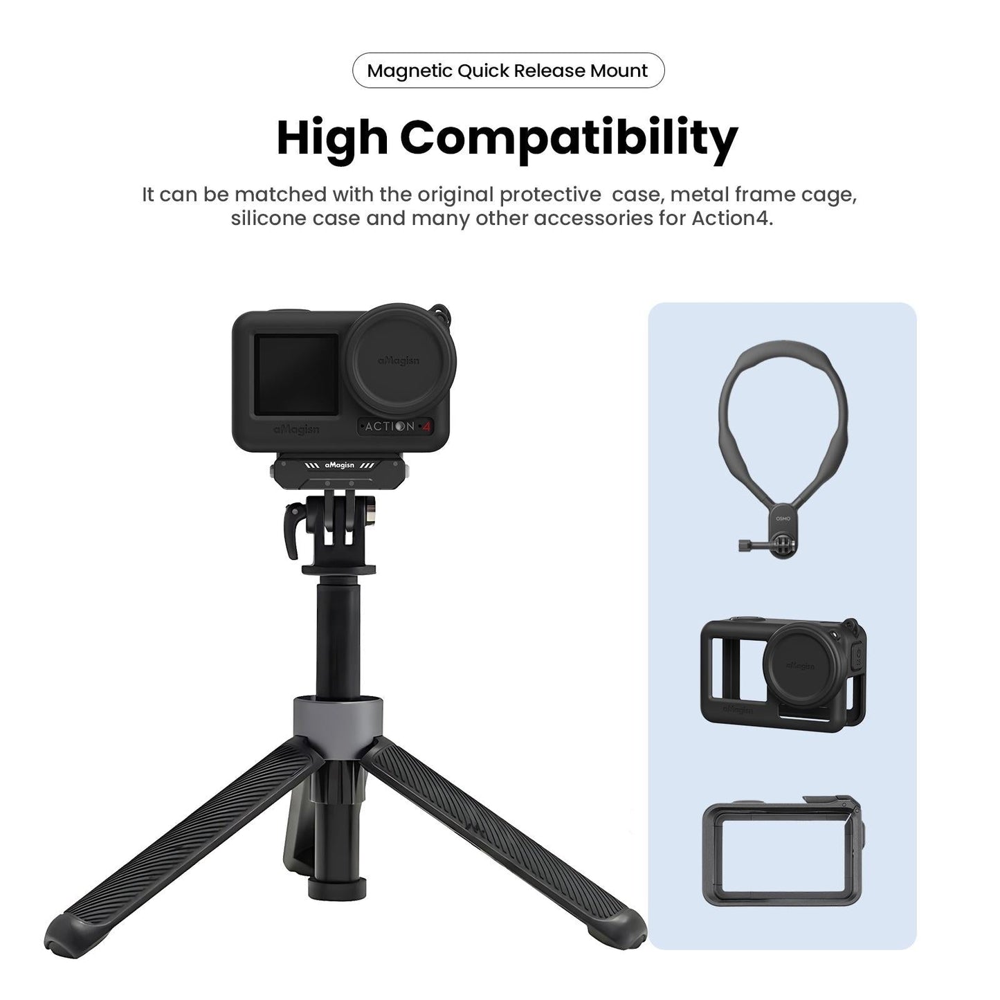 Quick Release Magnetic Camera Mount For Dji Action 4 / 3 - Amagisn