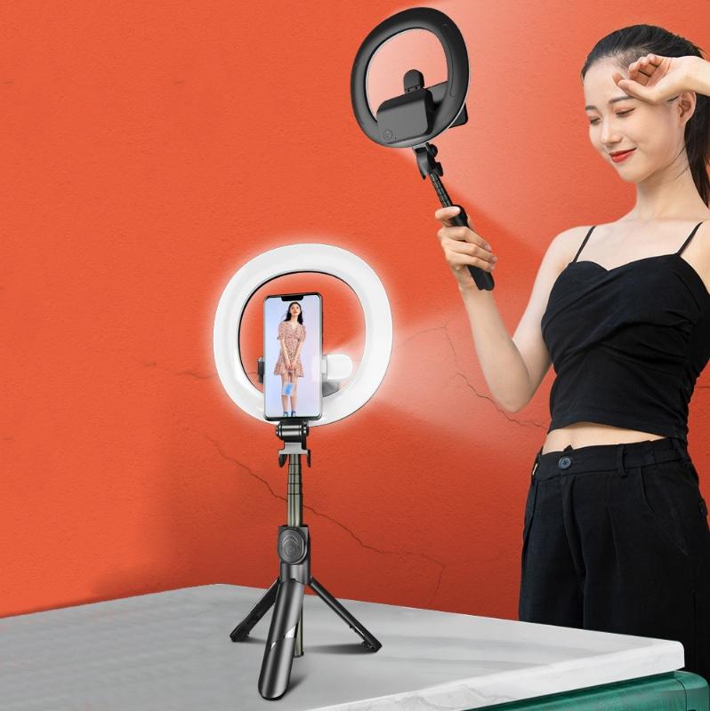 Wireless Led Double Fill Light Selfie Stick With Tripod For Live Streaming