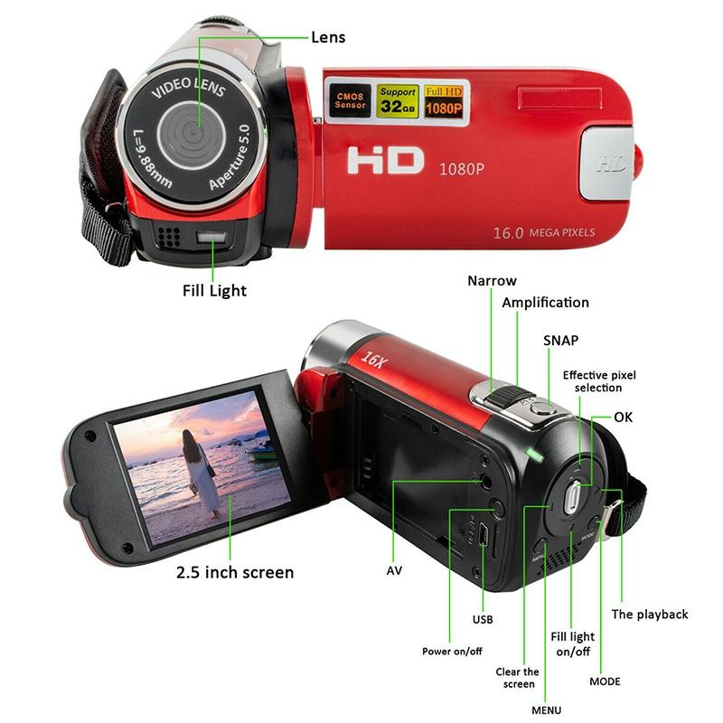 16Mp Hd Digital Camera With 16X Zoom For Home And Travel