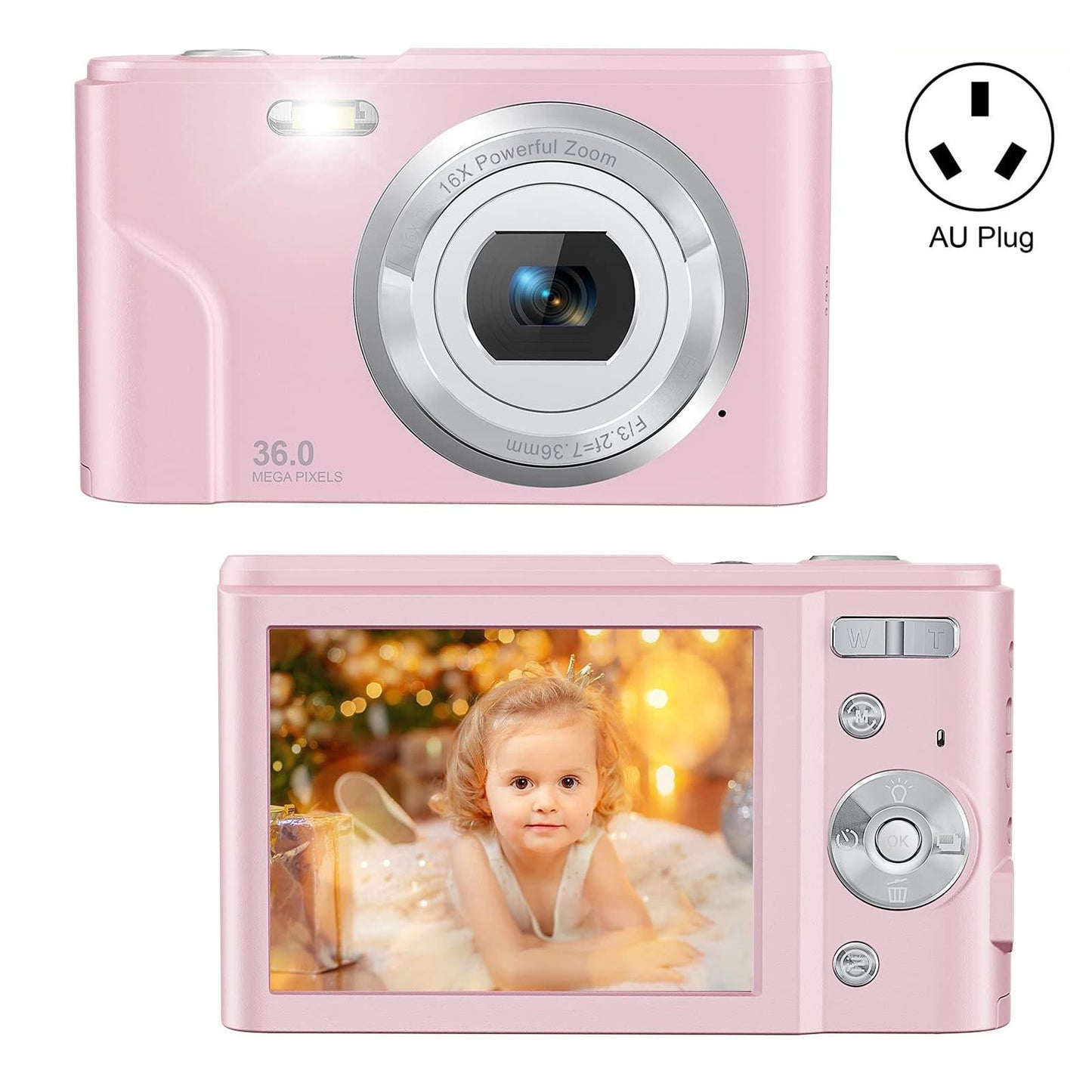 36Mp 2.7K Full Hd Digital Camera With 16X Zoom For Children - 2.4 Inch Screen