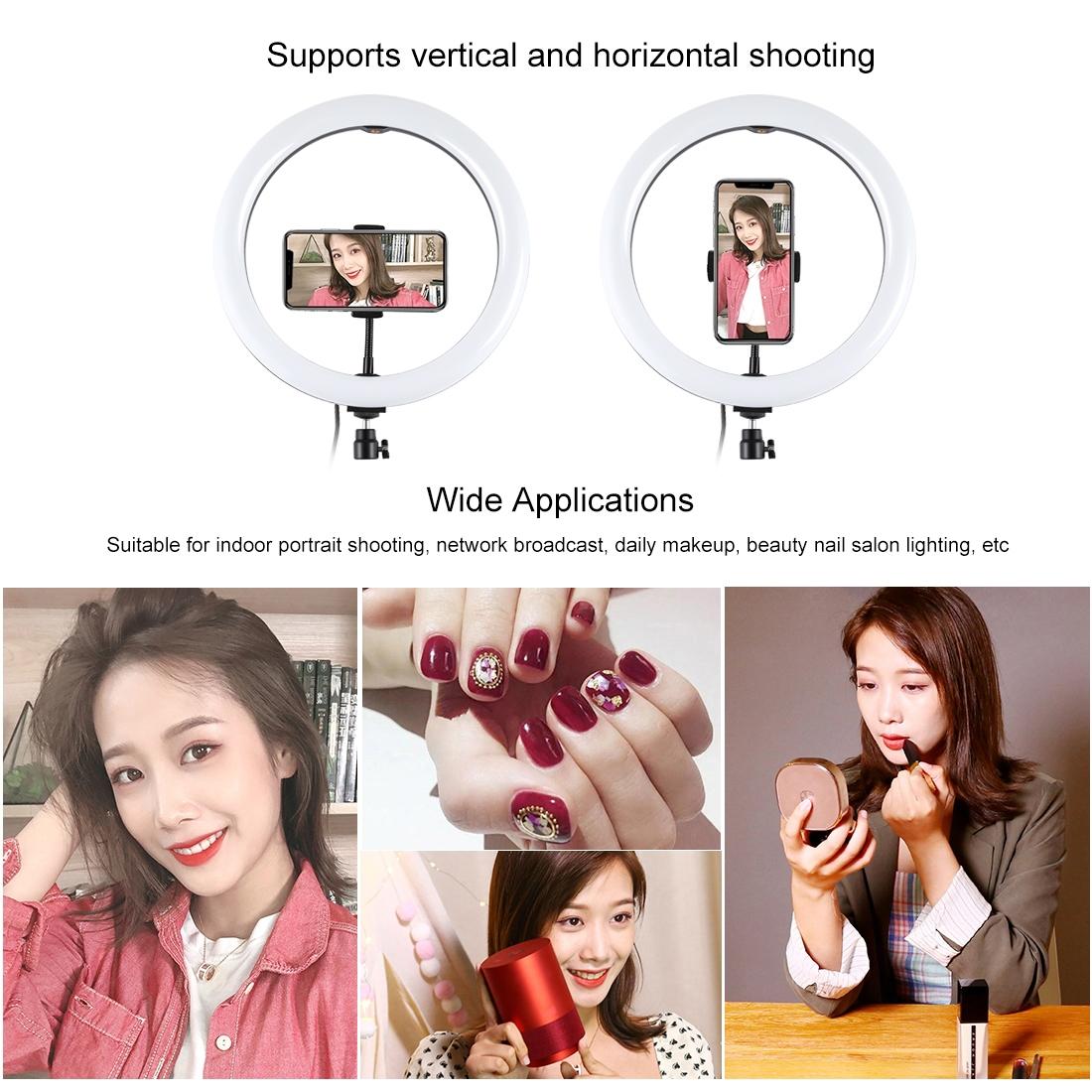 11.8 Led Ring Light With Tripod And Phone Clamp - 3 Modes Dual Colour Temperature Dimmable - Black