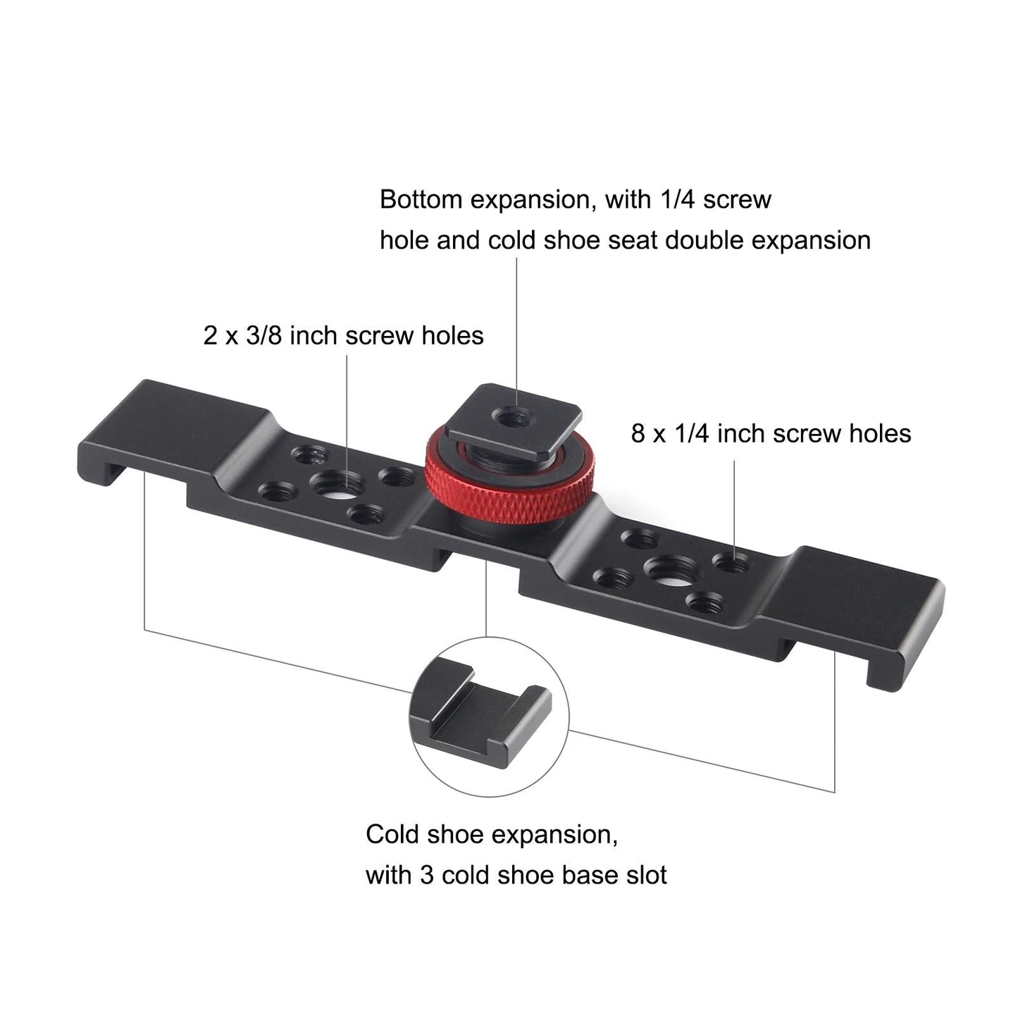 Triple Cold Shoe Bracket Mount - Black